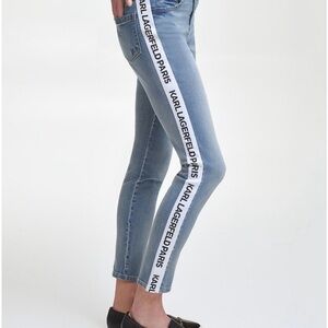 Karl Lagerfeld Light Blue Ankle Jeans with Logo Detail size Xs